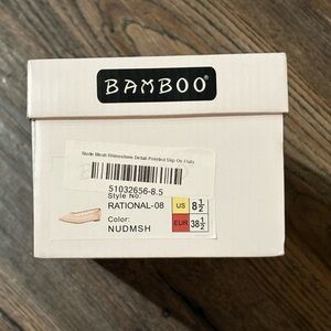 BAMBOO Nude Mesh Rhinestone Slip-On Flats